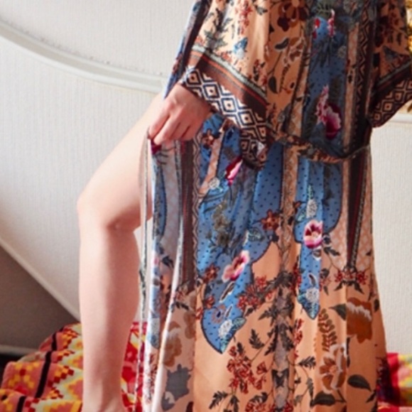 Boho multicolored kimono rap cover up - Picture 3 of 8